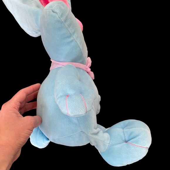 Chrisha Playful Plush Bunny Rabbit Floppy Blue Pink Ears Stuffed Wide Face READ - Picture 5 of 8